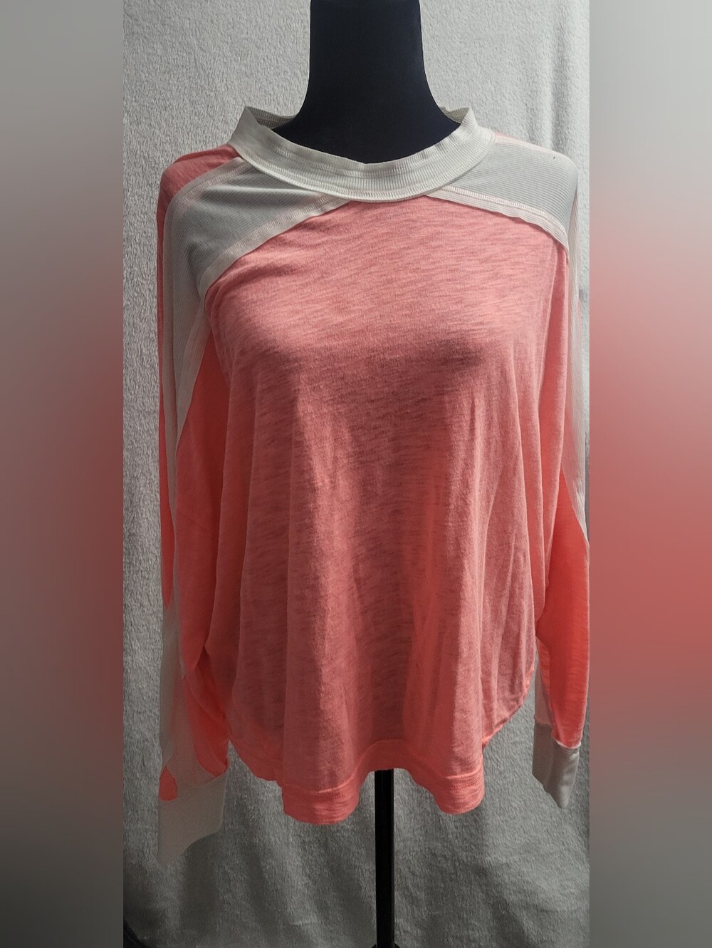 Free People FP Movement Medium Spotlight Colorblock Long Sleeve Top Peach White